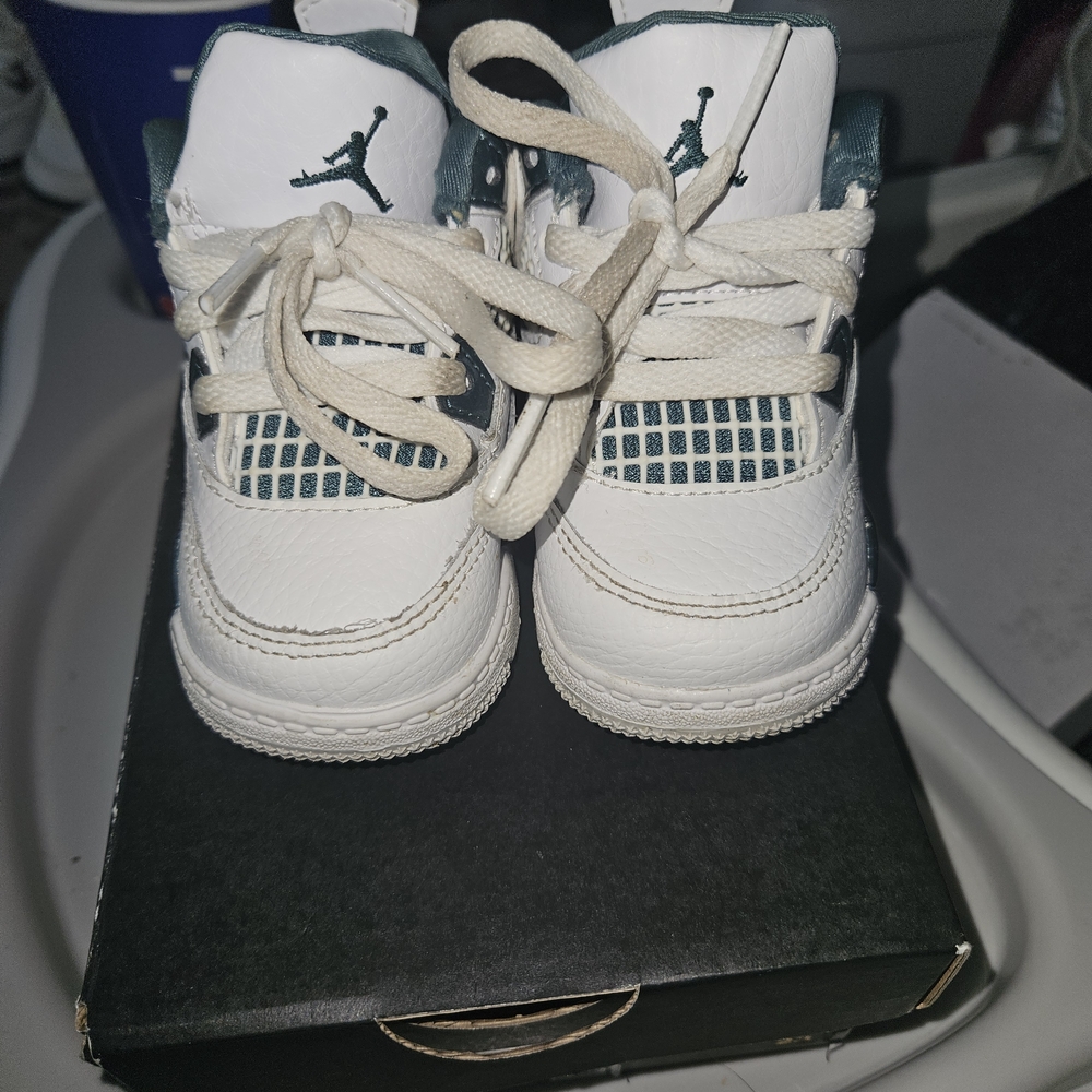 Kids White and Teal Sneakers